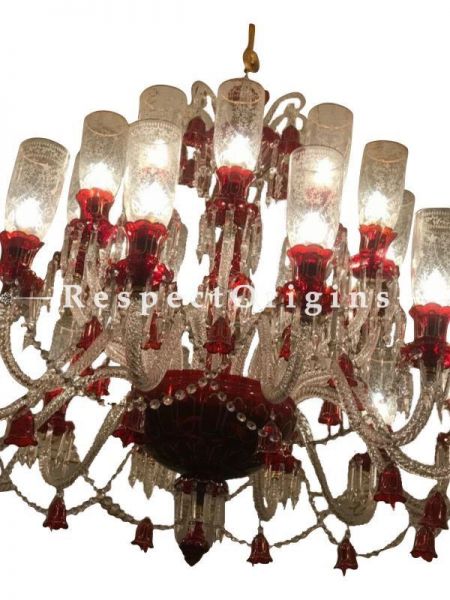 Buy Regalia 16 Arms Luxury Handcrafted Glass Lamp Chandelier in Pristine, Red and Gold. At RespectOriigns.com