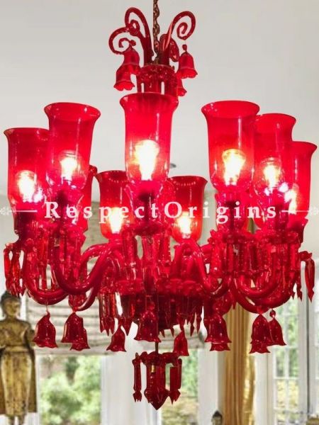 Buy Romantic Cherry Red 12 Armed Handcrafted Lamp Chandelier. At RespectOriigns.com