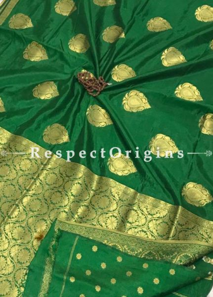 Chanderi Paithani Green Silk SareeAll Over Butta With RunningDesigner Blouse.Saree-6.2 Meter.; RespectOrigins.com