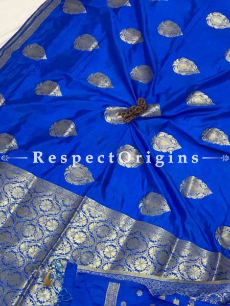 Blue Chanderi Paithani Silk SareeAll Over Butta With RunningDesigner Blouse.Saree-6.2 Meter.; RespectOrigins.com