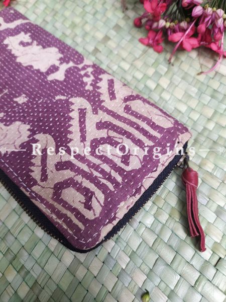 Pretty Passport Holder Zipper Pouch Handcrafted with Tribal Mirrorwork; 8 X 4 Inches; RespectOrigins.com