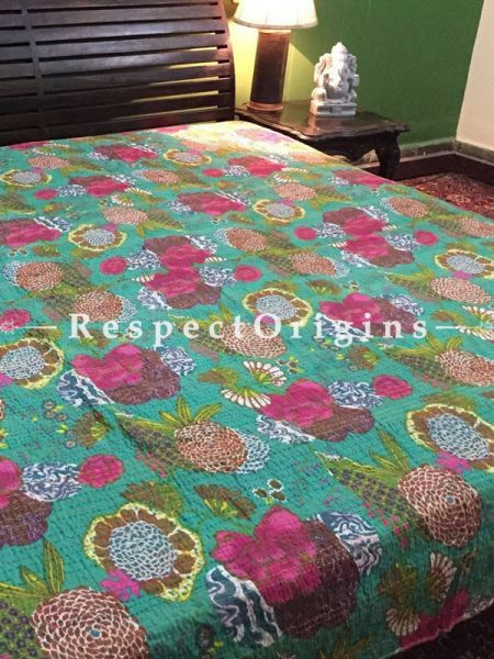 Buy Handwoven Floral Multi-coloured; Cotton Bedspread; Pillow Cases included; 90x108 in At RespectOrigins.com