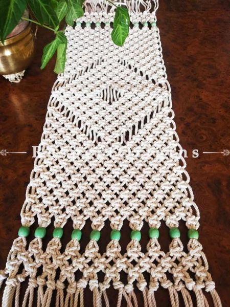 Buy Hand Woven Macrame Thread Table Runner, 38x11 Inches At RespectOrigins.com