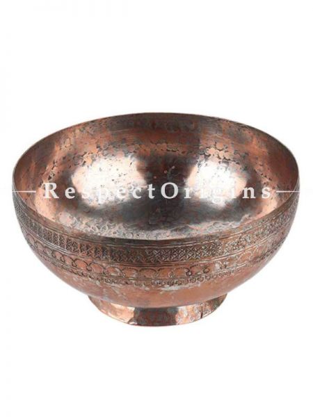 Buy Copper Bowl With Moghul Style Engraving with a Round Base At RespectOrigins.com