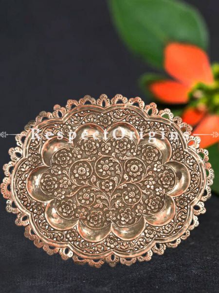 Buy ornate Copper Oval Serving Tray Platter With Decorative Scalloped Edges At RespectOrigins.com