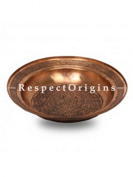 Buy Round Hand carved Chinar Designer Copper Plate At RespectOrigins.com