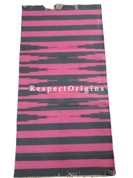 Pink with Black Stripes Waranagal Interlocked Cotton Floor Runner ; Size 2x6 Ft; RespectOrigins.com