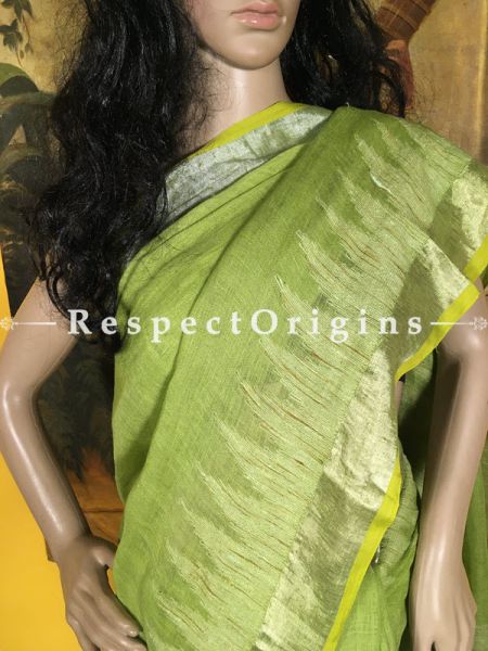 Cotton Silk; Green; Handloom Saree, RespectOrigins.com