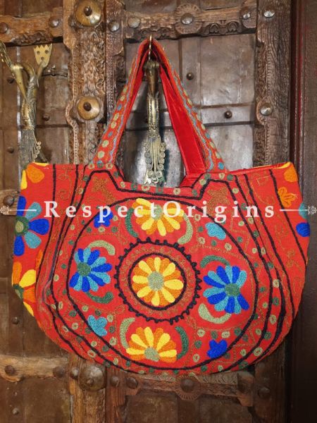 Richly Embroidered Satin Lined Crewel Hand Bag; RespectOrigins.com