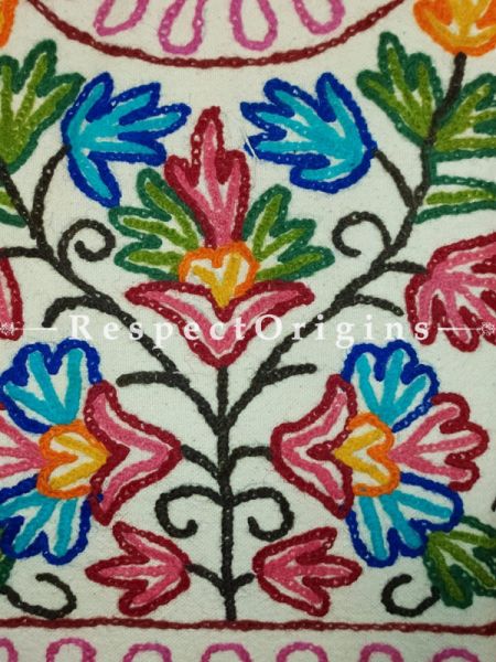 Richly Embroidered White Satin Lined Crewel Hand Bag; RespectOrigins.com