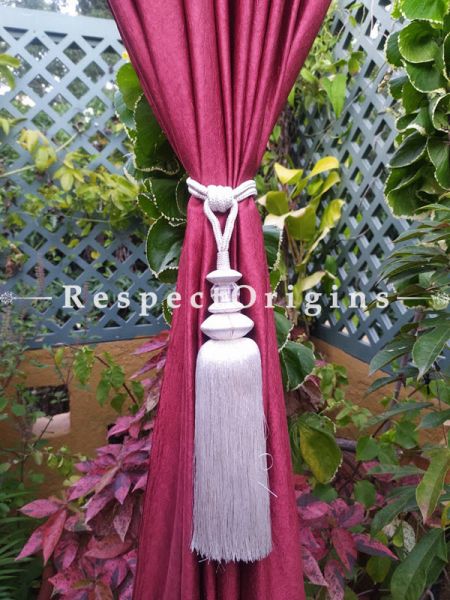 Buy Pair Of Silken Curtain Tie-Back In White; 30 X 3 Inches  at RespectOrigins.com