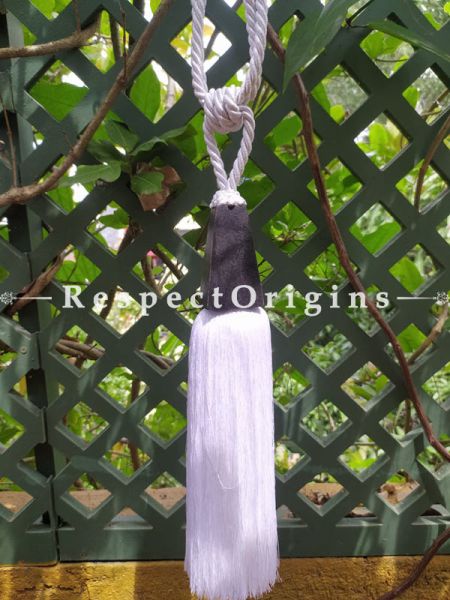 White Silken Curtain Tie-back Pair; 25 x 2 Inches-Mu-50171-70376