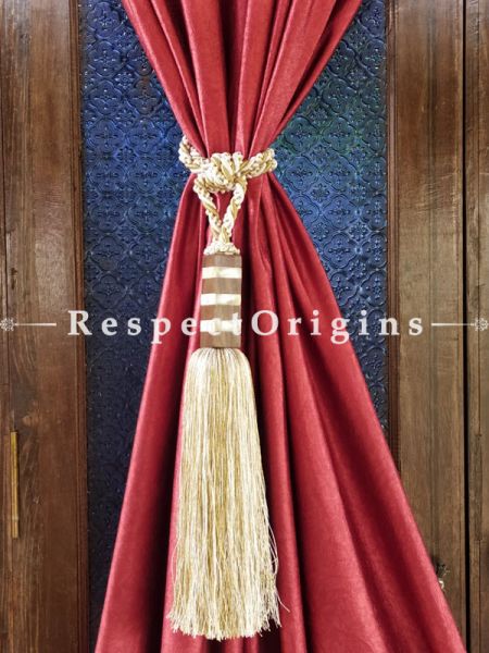 Brown Silken Curtain Tie-back Pair; 25 x 2 Inches-Mu-50171-70377