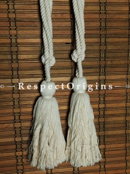 Buy White Cotton Curtain Tie-Back Pair; 23 X 2 Inches  at RespectOrigins.com