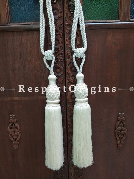 Buy White Silken Curtain Tie-Back Pair; 30 X 3 Inches  at RespectOrigins.com