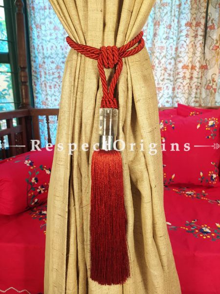 Buy Pair Of Red Silken Curtain Tie-Back ; 25 X 2 Inches  at RespectOrigins.com