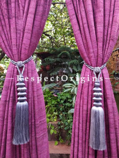 Buy Blue Silken Curtain Tie-Back Pair; 25 X 2 Inches  at RespectOrigins.com