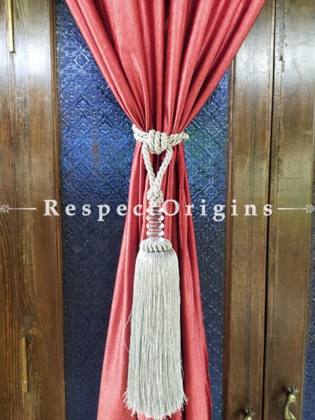 Beige Silken Curtain Tie-back Pair; 25 x 2 Inches-Mu-50171-70373