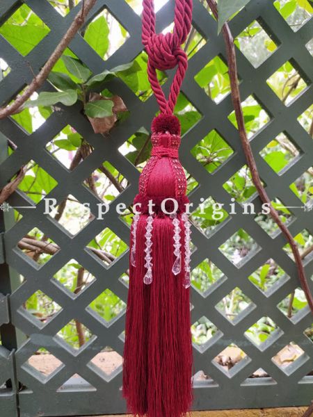 Red Silken Curtain Tie-back Pair; 25 x 2 Inches-Mu-50171-70375