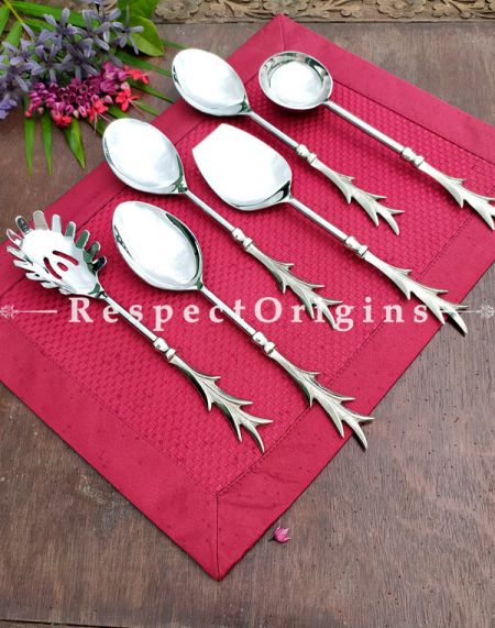 Stainless Steel Spoon Modern Design Toned Brass Finish Handle Serving Spoon Set (Pack of 6 Pcs)