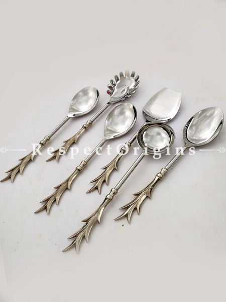 Stainless Steel Spoon Modern Design Toned Brass Finish Handle Serving Spoon Set (Pack of 6 Pcs)