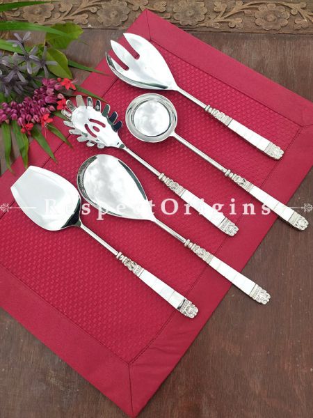 Mother of Pearl Serving Spoon in Stainless Steel Set of six pieces