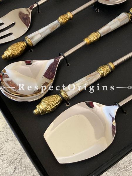 Set of 7 Serving Cutlery Set in Vintage Design; Includes Serving Spoon