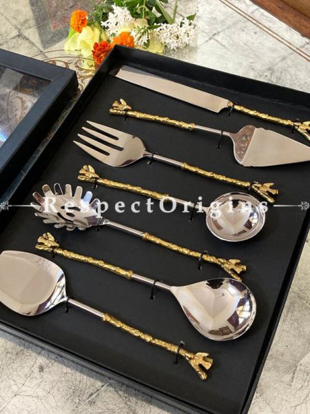 Stylish Set of 7 Serving Cutlery Set; Includes Serving Spoon