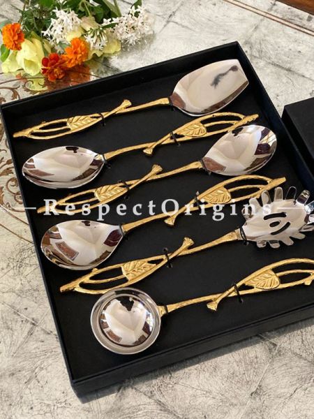 Graceful Set of 6 Serving Cutlery Set; Includes Serving Spoon and Spaghetti Server; Size ; 12 Inches; RespectOrigins.com