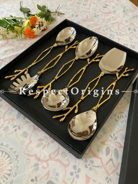 Fabulous Set of 6 Serving Cutlery Set; Includes Serving Spoon and Spaghetti Server; Size; 11 Inches; RespectOrigins.com