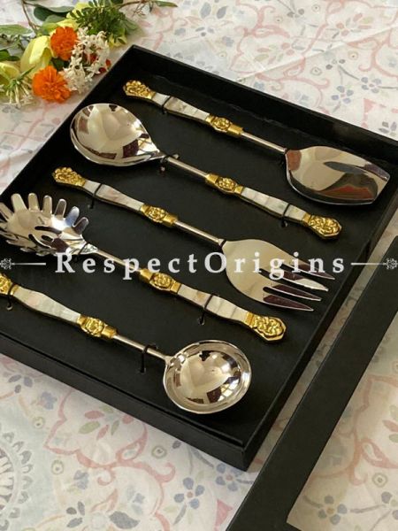 Festive Set of 5 Serving Cutlery Set; Includes Serving Spoon and Spaghetti Server; Size; 12 Inches; RespectOrigins.com