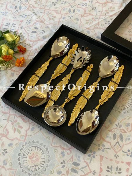 Amazing Set of 5 Serving Cutlery Set; Includes Serving Spoon and Spaghetti Server; Size; 11 Inches; RespectOrigins.com