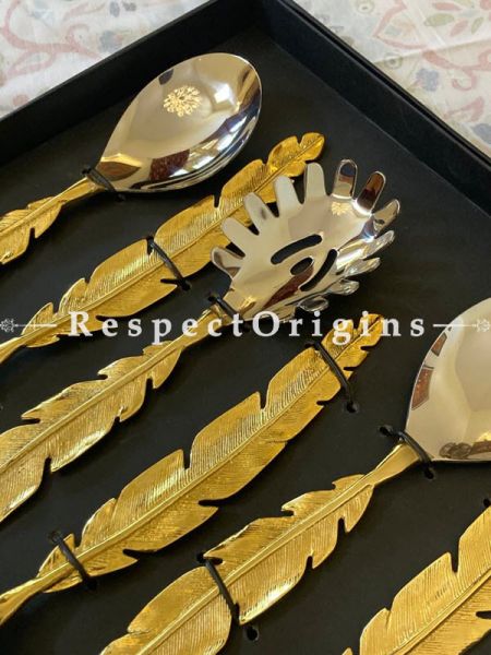 Amazing Set of 5 Serving Cutlery Set; Includes Serving Spoon and Spaghetti Server; Size; 11 Inches; RespectOrigins.com