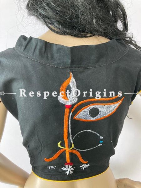 Designer Mix n Match One-of-a-kind Bengali Embroidered Cotton Choli Blouse  Black; Size 40; RespectOrigins.com