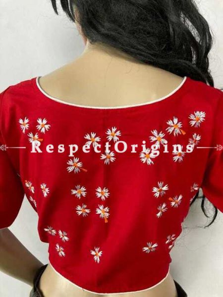 Designer Mix n Match One-of-a-kind Bengali Embroidered Choli Blouse Red; Size 40; RespectOrigins.com