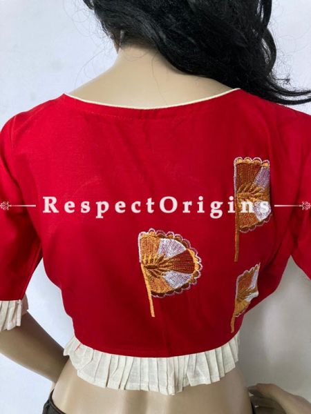 Designer Mix n Match One-of-a-kind Bengali Embroidered Choli Blouse  Red; Size 40; RespectOrigins.com