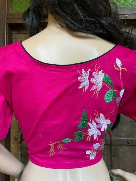 Designer Mix n Match One-of-a-kind Bengali Embroidered Choli Blouse in Pink; Size 40; RespectOrigins.com