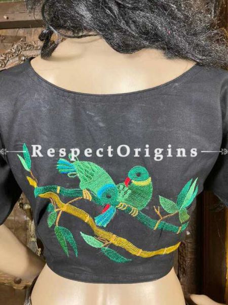 Designer Mix n Match One-of-a-kind Bengali Embroidered Choli Blouse Black; Size 38; RespectOrigins.com