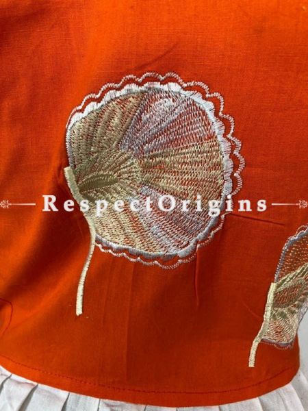 Designer Mix n Match One-of-a-kind Bengali Embroidered Cotton Choli Blouse  Orange; Size 40; RespectOrigins.com
