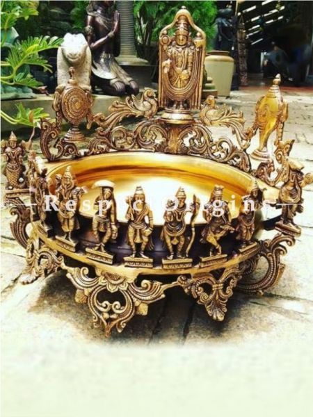 Buy Dhashavatharm Brass Urli Flower Bowl in 20 Inches At RespectOrigins.com