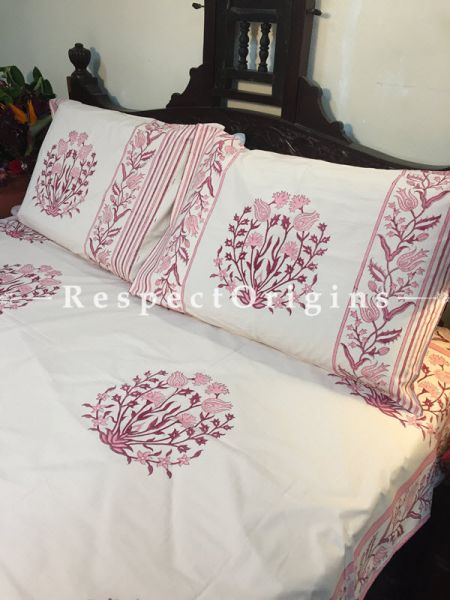 Vianne Block Printed High Quality Double Bed Spread 108x90 Inches, Two Pillow shams; 30x20 Inches; RespectOrigins.com