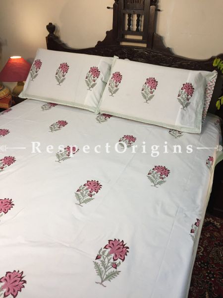 Rhythm Block Printed High Quality Double Bed Spread 108x90 Inches, Two Pillow shams; 30x20 Inches; RespectOrigins.com