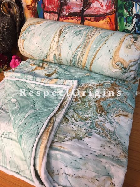 Sofia Luxury Rich Cotton- Filled Reversible King Size Comforter; Hand Block Printed 108x84 Inches; RespectOrigins.com