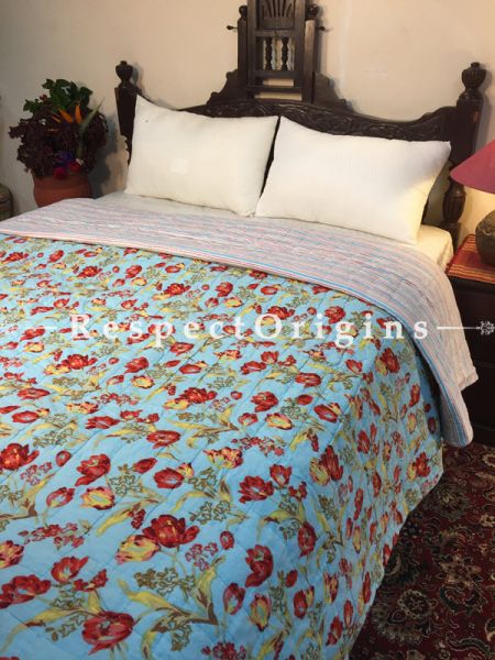 Raaina Luxury Rich Cotton- Filled King Size Comforter; Hand Block Printed 100x100 Inches; RespectOrigins.com