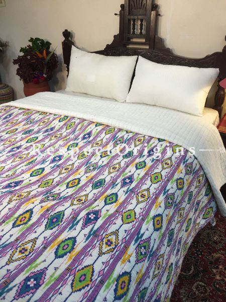 Daanika Luxury Rich Cotton- Filled King Size Comforter; Hand Block Printed 100x100 Inches; RespectOrigins.com