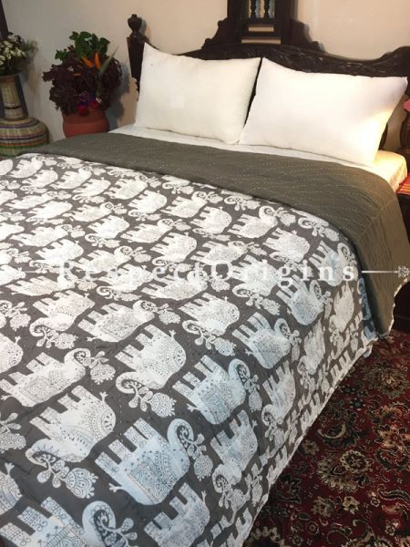 Fabiya Luxury Rich Cotton- Filled King Size Comforter; Hand Block Printed 100x90 Inches; RespectOrigins.com