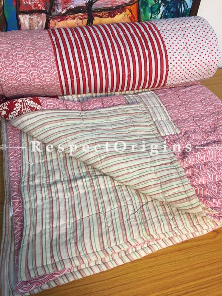 Gardenia Luxury Rich Cotton- Filled  King Size Comforter; Hand Block Printed 100x100 Inches; RespectOrigins.com