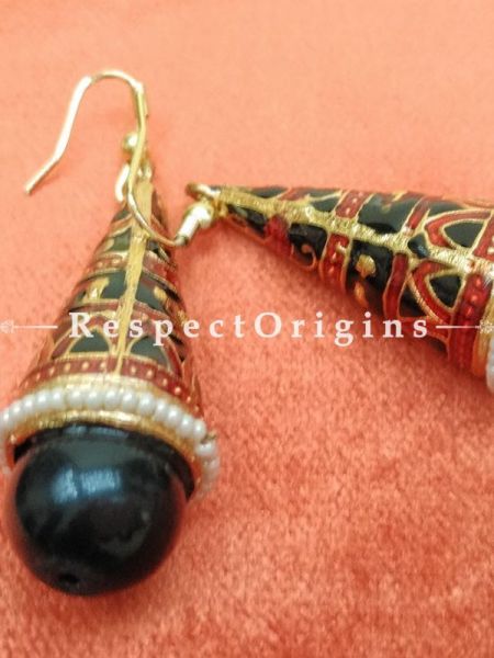 Black Meenakari EarRing; Copper Alloy, RespectOrigins.com