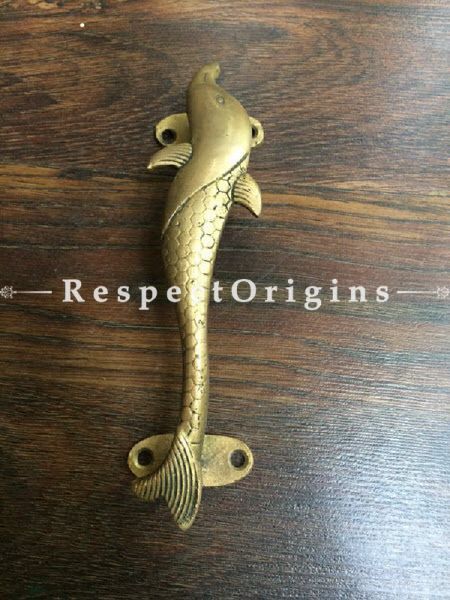 Buy Dolphin Brass Pull Door Handle; Antique Finish Indian Decor; 9 in; Handcrafted Door Accessories At RespectOrigins.com