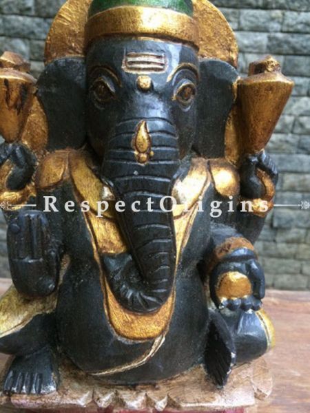 Buy Ganesha Statue or Figurine; Black Tamil Nadu Wood Craft, 10x3x6 in At RespectOrigins.com